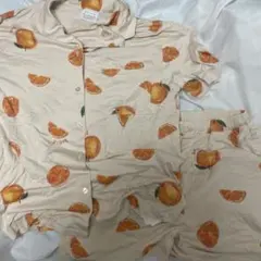 ジェラートピケ フルーツ柄 オレンジ 上下セット セットアップ ルームウェア