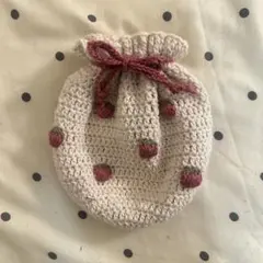 ハンドメイド 巾着袋 いちご柄