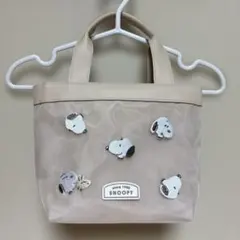 SNOOPY 刺繍デザイン バッグ ベージュ