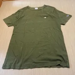 Champion Tシャツ オリーブ ロゴ刺繍10番