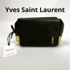 Yves Saint Laurent ポーチ ブラック ゴールド 未使用品✨️のサムネイル