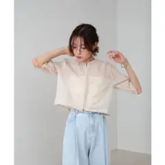 Bab フロントホック刺繍ブラウスジャケット ベージュ シアー 半袖 ZARAのサムネイル