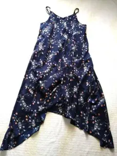 Vis☆ビス☆ロングキャミワンピース☆アシメトリー☆ネイビー☆花柄