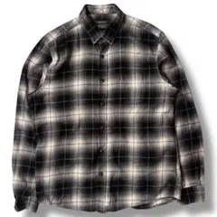 古着 オンブレチェックシャツ ブラック 黒 白 アメカジ ヴィンテージ L