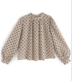 grlドット柄バックリボンブラウス ta066