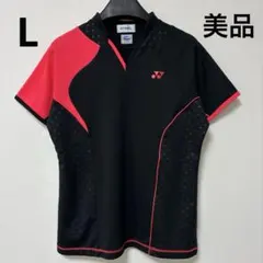 美品　ヨネックス　夏用　バドミントン レディース ゲームシャツ　L 黒　ピンク