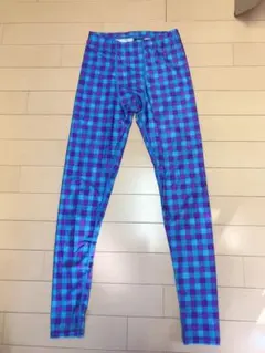 トレーニングレギンス M 青紫チェック