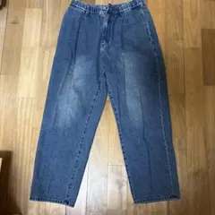 ストレートデニムパンツ ゴムウエスト