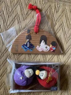 和装人形と木製飾りセット