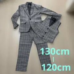 キッズ　入学式　入園式　セレモニー　男の子　スーツ　グレー　チェック　ベスト
