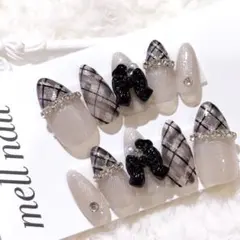 3584 ネイルチップ 量産型 ワンホン フレンチガーリー 韓国 地雷 オーダー