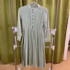 グリーンチェック Aラインワンピース