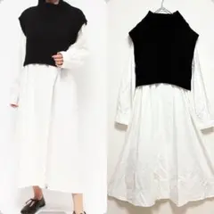 Ungrid バックレースアップニットセットワンピース　ドッキングワンピース