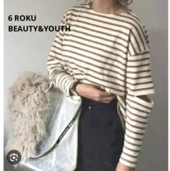 6 ROKU BEAUTY&YOUTHボーダースリットスリーブプルオーバー