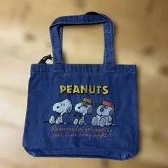 新品未使用PEANUTS スヌーピー トートバッグジーンズ生地チャック付き