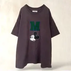 フリークスストア　半袖Tシャツ　F　グレー系　ミッキー　ロゴ刺繍　オーバーサイズ