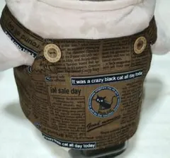 ラボット LOVOT ハンドメイド服　オーバオール　英字と猫イラストB