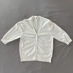 CLOSSHI Vネックカーディガン 七分袖 白 L