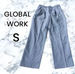【GLOBAL WORK】グレー チェックパンツ ハイウエスト スラックス S