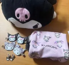 クロミ寝そべりティッシュカバ 一、ヘアピン、イヤリング、ポーチの5点セット