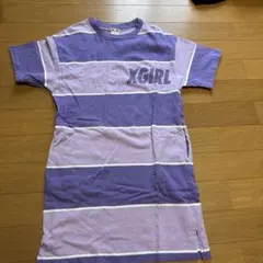XGIRL 半袖ミニワンピース 紫と白のストライプ　サイズ２
