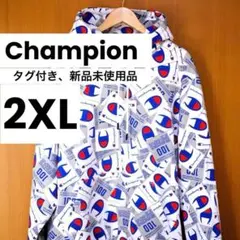 Champion チャンピオン 100周年記念 総柄 パーカー 2XL