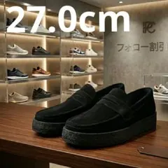 厚底ローファースニーカー 黒 27.0cm スエード調