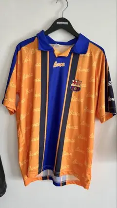 入手困難！！FC Barcelona リバウド11オレンジストライプシャツ XL