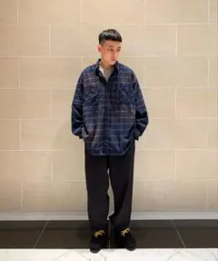 NAUTICA ウォッシュド ビッグチェック ヘビーコットン ネルシャツ M