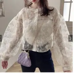 GRL 花柄刺繍オーガンジーカーディガン