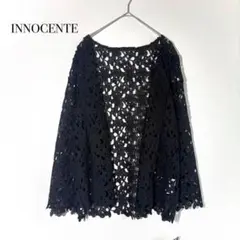 イノチェンテ タグ付き カーディガン 長袖【M】 黒 総レース 結婚式 二次会