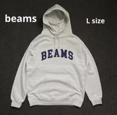【新品】BEAMS フーディ　ロゴ　フード付きパーカー　L