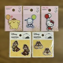 キャラクターワッペン、シールワッペン　5点セット
