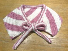 つけ襟　首周り35cm ハンドメイド　ピンク×白　縞模様　春