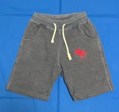 アバクロ キッズ ハーフパンツ ショートパンツ ロゴ 刺繍 ネイビー 120cm