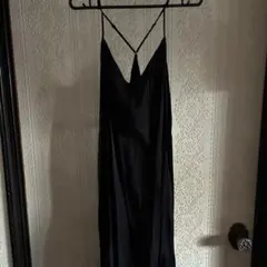 ブラックキャミソールロングワンピース