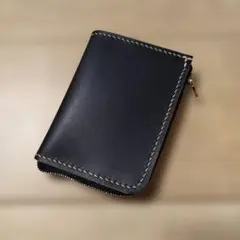 ぽ*ぽ様 超特価·☆ヌメ革·茶芯(ブラック)☆ハンドメイド☆コンパクトウォレット