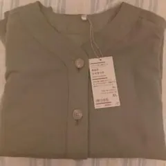 無印良品　カポック混二重ガーゼ　キルトジャケット　スモーキーグリーン　XL