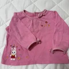 Miki house ウサギ刺繍ピンクトレーナー