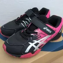 asics ブラック/ピンク キッズシューズ