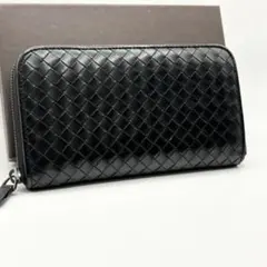 ✨付属品付✨ボッテガヴェネタ　長財布　イントレチャート　ラウンドファスナー　黒色