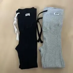 リブ編みマタニティパンツ ブラック/グレー　レギンス　L