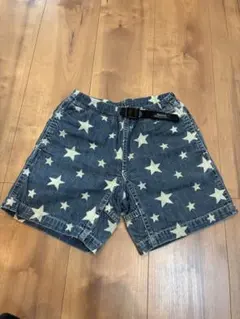 デニムダンガリー　ショートパンツ　デニム生地・スター柄　120cm