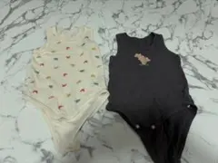 ベビー肌着2点セット 恐竜・葉っぱデザイン