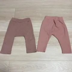 ベビーパンツ 2点セット くすみピンク　裏起毛　ワッフル
