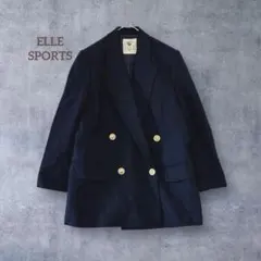 エルスポーツ 紺ブレ 金ボタン ノーカラージャケット アウター 上着 裏地付 M