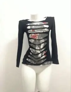 平成ギャル　00s カットアウト長袖トップス　Y2K グランジ