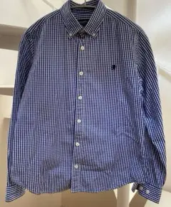 【美品】Gymphlex ギンガムチェックシャツ 青白 14