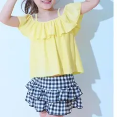 セパレート水着 イエロー×ブラックチェック 110cm