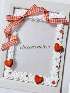 【235】B7 赤チェックリボン 姫系 ハート ホイップデコ 硬質ケース